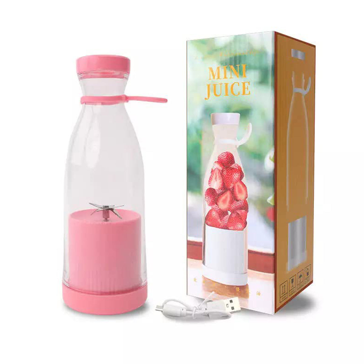 Blender Portable Juicer For Smoothie Juice Vegetable Shakes With 6 Blades Wireless Charging Mini Personal Size Mixer Bottle Grinder 420 Ml Multicolor