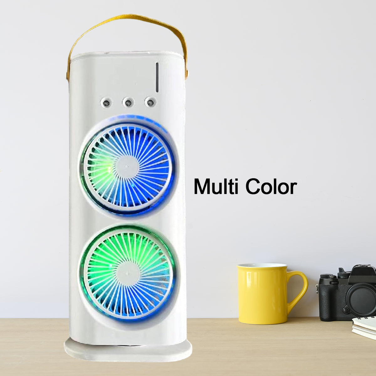 Electric Fan Desktop Double-head Powerful Air Cooler (1 Pc With Remote)