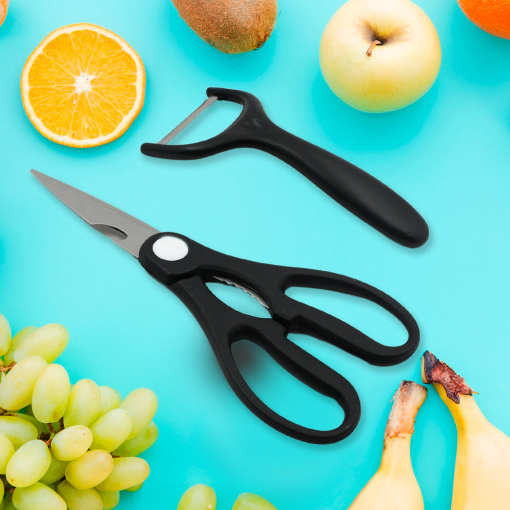 6 Pieces Professional Kitchen Knife Set Meat Knife Chefs Knife With Non-slip Handle For Home Kitchen And Restaurant With Chef Peeler And Scissor (Stainless Steel 6 Pcs Set)